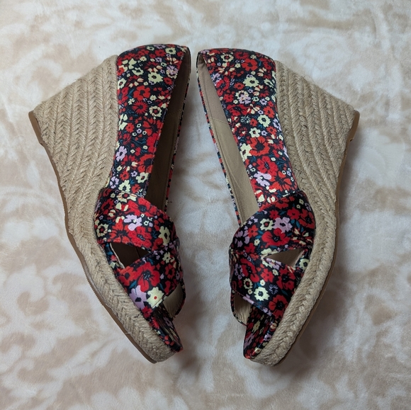Allegra K Floral Wedge Peep Toe Shoes Size 9 1/2 - Picture 6 of 8